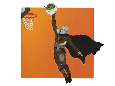 This is the way baby yoda basketball bingemode dunk hoops illustration ipad mandalorian mando nba procreate sports starwars the force yoda