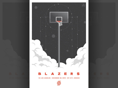 Trail Blazers vs Lakers Poster anniversary ball basketball clouds constellation hoops illustration lakers los angeles nba portland poster ripcity space sports stars trail blazers vector