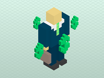 3D Pixel Businessman