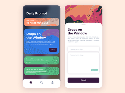 Writing App app appdesign application cards cards ui dashboard flat home homepage illustration illustrations ios notes timer ui ux vector webdesign white writing