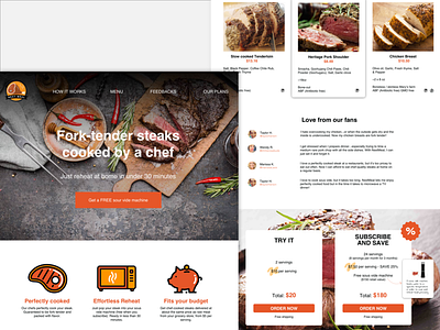 Food Delivery Service app bright bussiness clean dashboard design food ios landing landing design landing page meat simple steak ui ux web webdesign