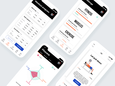 Fitness app app appdesign blue challenge clean dashboard design fitness fitness app flat gym gym app illustration ios minimal sport ui ux white workout