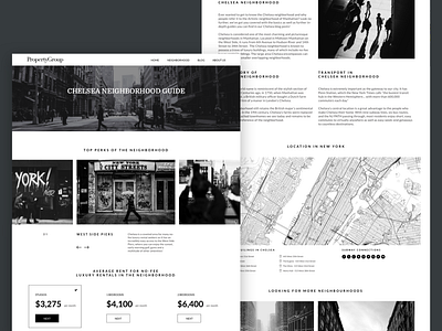 Real Estate Company - Neighborhood Page apartment article article page clean dashboard design landing page location map mapbox neighborhood price real estate rent rental retail ui ux web webdesign