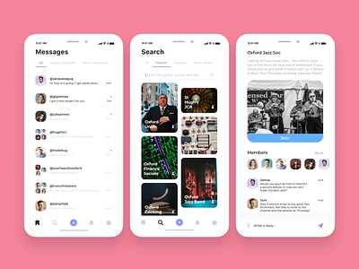 Social Network add app app ui appdesign article clean dashboard design event app events ios join mark message message app search search bar ui ux web