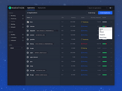 Marathon UI Update applications dope icon health marathon mesosphere status table ui update