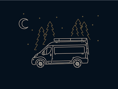 I Dream of #VanLife adventure camping fresh air go outside illustration lines moon outdoors trees van van life vanlife