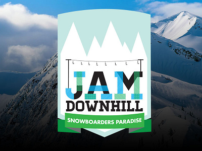 Jam Downhill (WIP) badge banner chairlift illustration logo mountains plaid snowboard