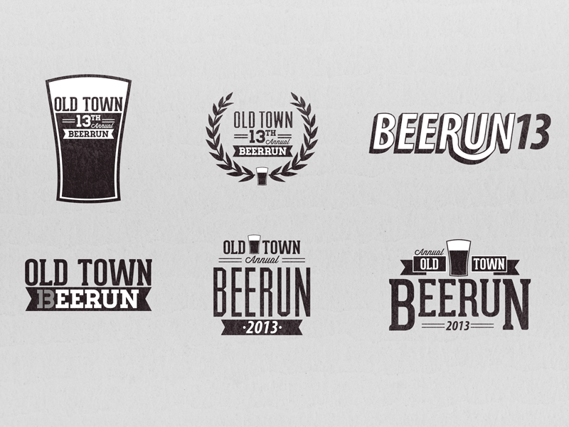 Beerun 13 Logo Iterations beer beerun greensboro icon logo natty greenes old school old town retro texture