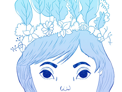 Girl and plants cute digital drawing eyes forest girl illustration ojos plants platas
