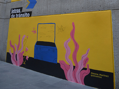 Letras de tránsito Mural illustration migration mural street art travel wallpaper
