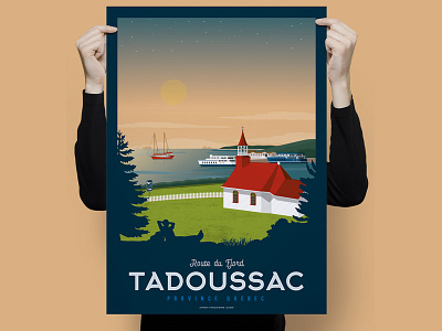 Tadoussac - Quebec Retro Travel Poster Illustration art canada cityscape design illustration landscape poster quebec vector vintage