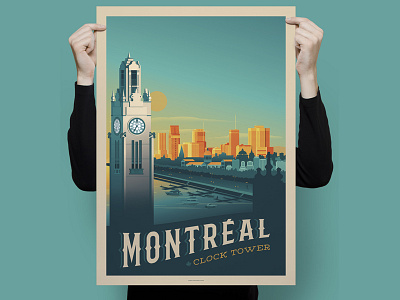 Montréal - Quebec Retro Travel Poster Illustration