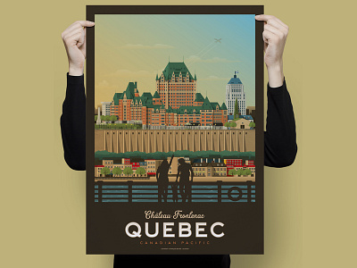 Québec - Canada Retro Travel Poster Illustration art canada cityscape design illustration landscape poster quebec vector vintage
