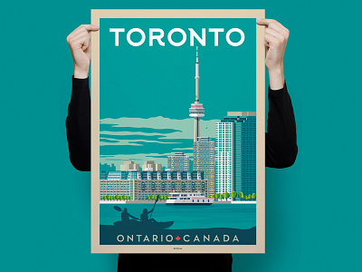 Toronto - Canada Retro Travel Poster Illustration art canada cityscape design illustration landscape poster toronto vector vintage