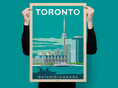 Toronto - Canada Retro Travel Poster Illustration