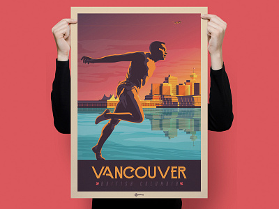 Vancouver Canada Retro Travel Poster Illustration art building canada cityscape design illustration landmark landscape poster skyline vancouver vector