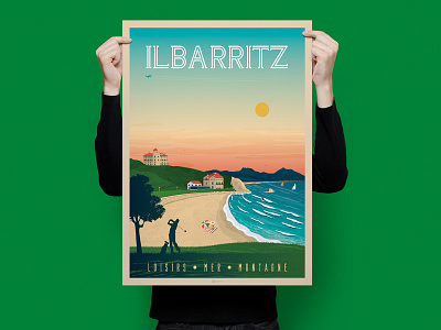 Ilbarritz - French Basque Country Travel Poster Illustration art cityscape design digital france ilbarritz illustration landscape poster print vector vintage