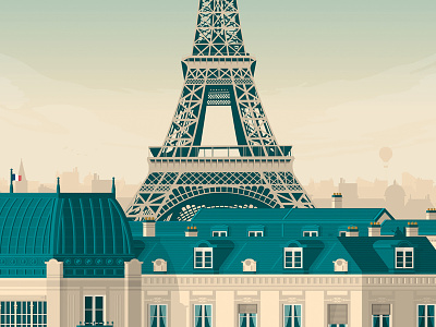 PARIS France Retro Travel Poster Illustration