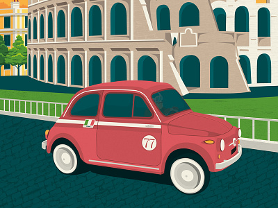 Rome Italy Retro Travel Poster Illustration