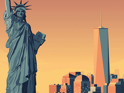 New York City USA Retro Travel Poster Illustration art print cityscape illustration landmark manhattan new york city poster retro print vector design vector illustration