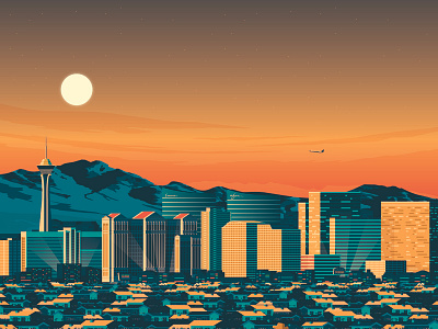 Las Vegas USA Retro Travel Poster Illustration