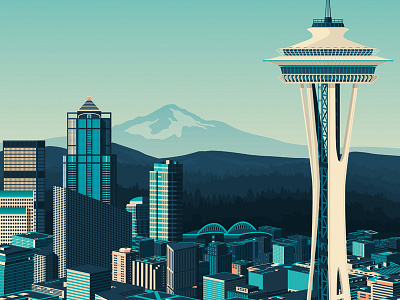 seattle skyline cartoon