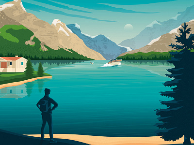 Lake Tahoe National Park - Retro Travel Poster Illustration