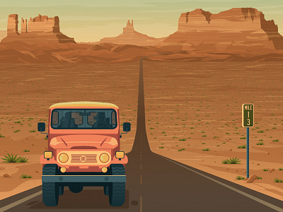 Monument Valley Nevada - Retro Travel Poster Illustration