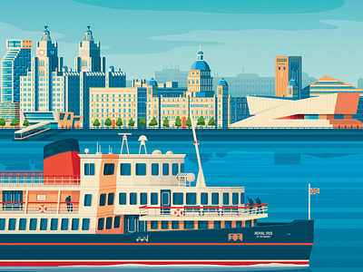 Liverpool UK England Retro Travel Poster Illustration