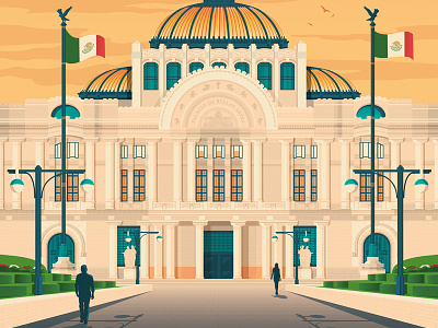 Mexico City Retro Travel Poster Illustration