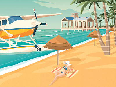 Key West Florida Retro Travel Poster City Illustration