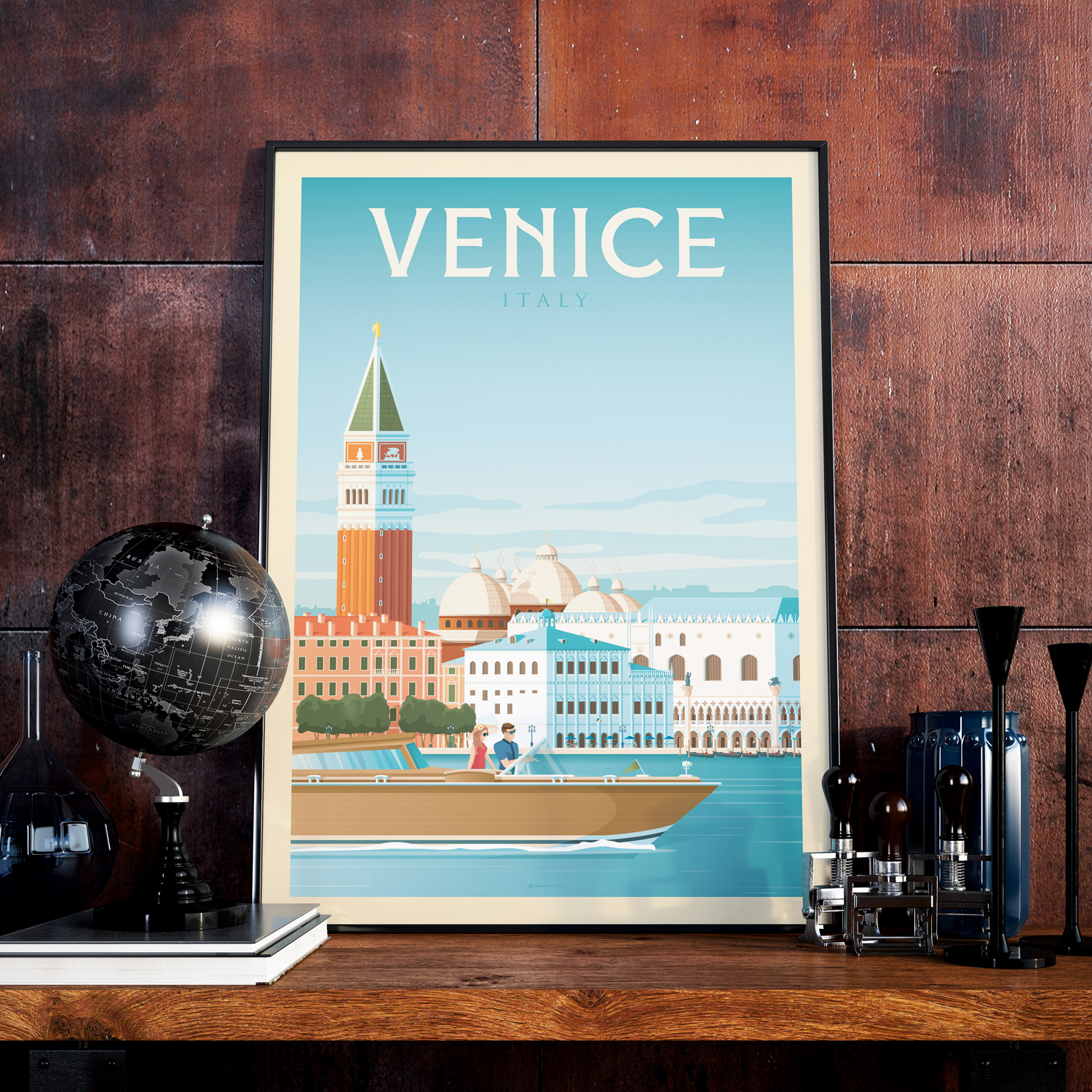 Venice Italy Retro Travel Poster Illustration by Francesco Di Beutierio on  Dribbble