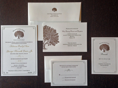 Wine Label Wedding Invites wedding invitation tree wine vineyard foil letterpress brown green dolce press