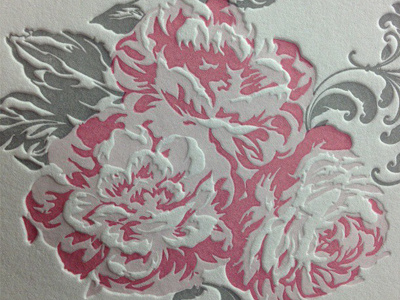 Rose Flower Design rose letterpress flower wedding invite pink gray design