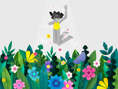 Spring is coming affinity designer character flat girl graphic design green illustration nature spring vector