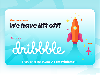 We have lift off! | Dribbble debut shot debut flat gradient graphic design illustration landing page rocket ship space typography vector