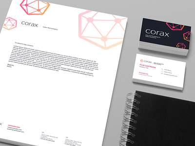 Branding Identity | Corax brand brand identity branding business card collateral corporate identity gradient graphicdesign letterhead logo logodesign stationary