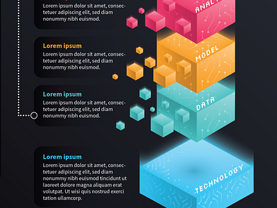 Infographic | Technology Model 3d analytics cube data gradient infographic information isometric model tech technical technology vector