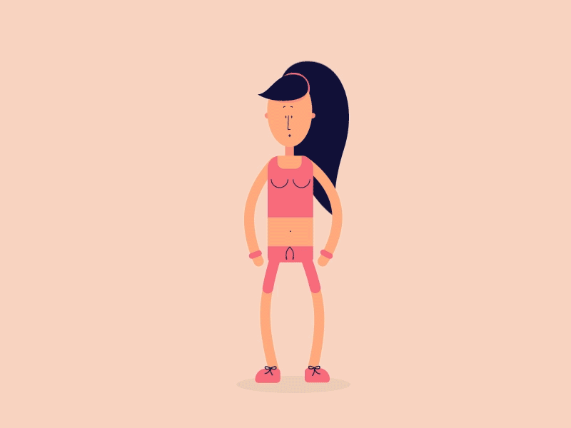 Squat session character animation gif girl graphic design gym illustration loop pink rubberhose squat workout