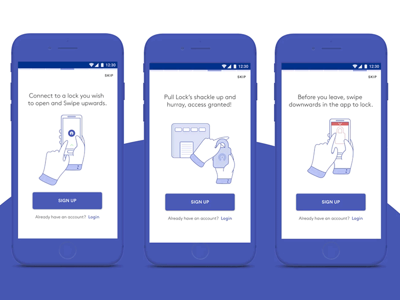 OpenApp animation app design character iphone motion onboarding padlock sketches uiux