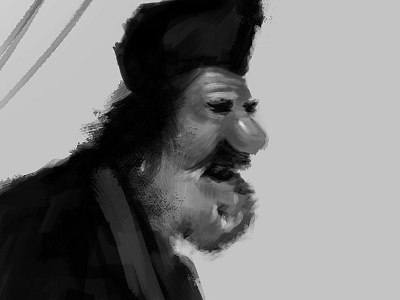 Old Russian Man black and white brushes scribble speed paint