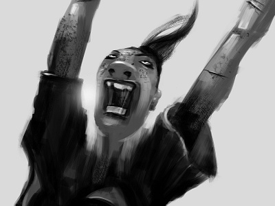 Fighting Woman black and white fighting woman scribble speed paint