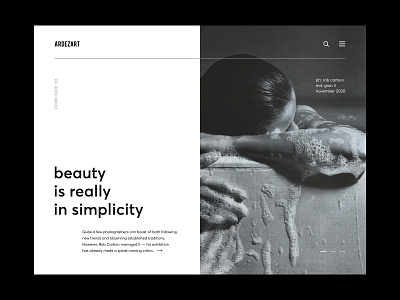 beauty in simplicity black and white bnw concept design fashion front page landing page layout magazine photographer photography style ui ui design