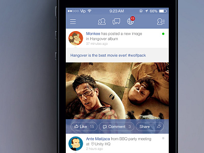 Facebook iOS 7 News Feed comment concept facebook feed flat ios ios7 iphone news redesign