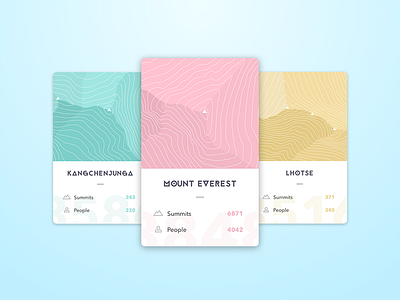 The Summit cards colors everest mountains summit ui ux