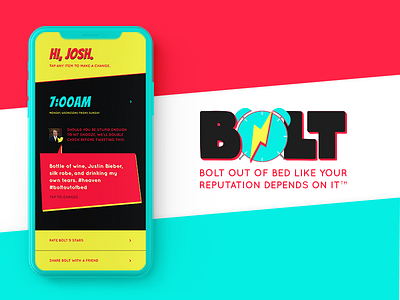 Bolt - The Sadistic Alarm Clock app design identity interace logo mobile ui ux