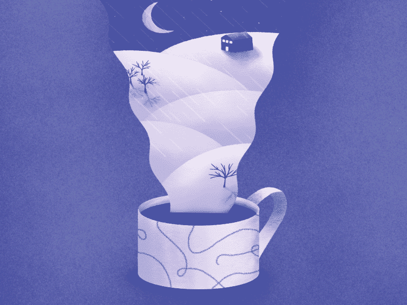 Blue Coffee Dream animation christmas coffee holidays illustration motion mug night procreate scene snow texture winter