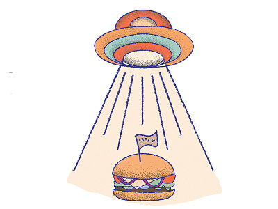 Take Me to Your Burger alien aliens burger sandwich saucer secret ship society space