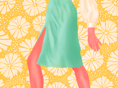 summer sketch blouse daisy dance fashion floral illustration pattern procreate retro skirt