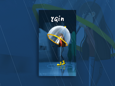 rain art character design design digital art digital illustration girl character illustration procreate procreate art rain ui